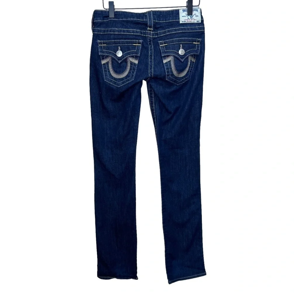 True Religion Straight Leg Dark Wash Jeans Size 26 - Picture 2 of 16